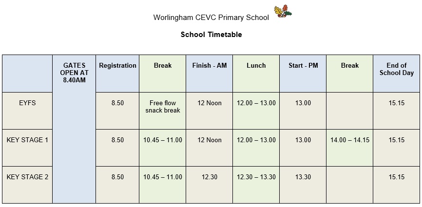 timetable for school